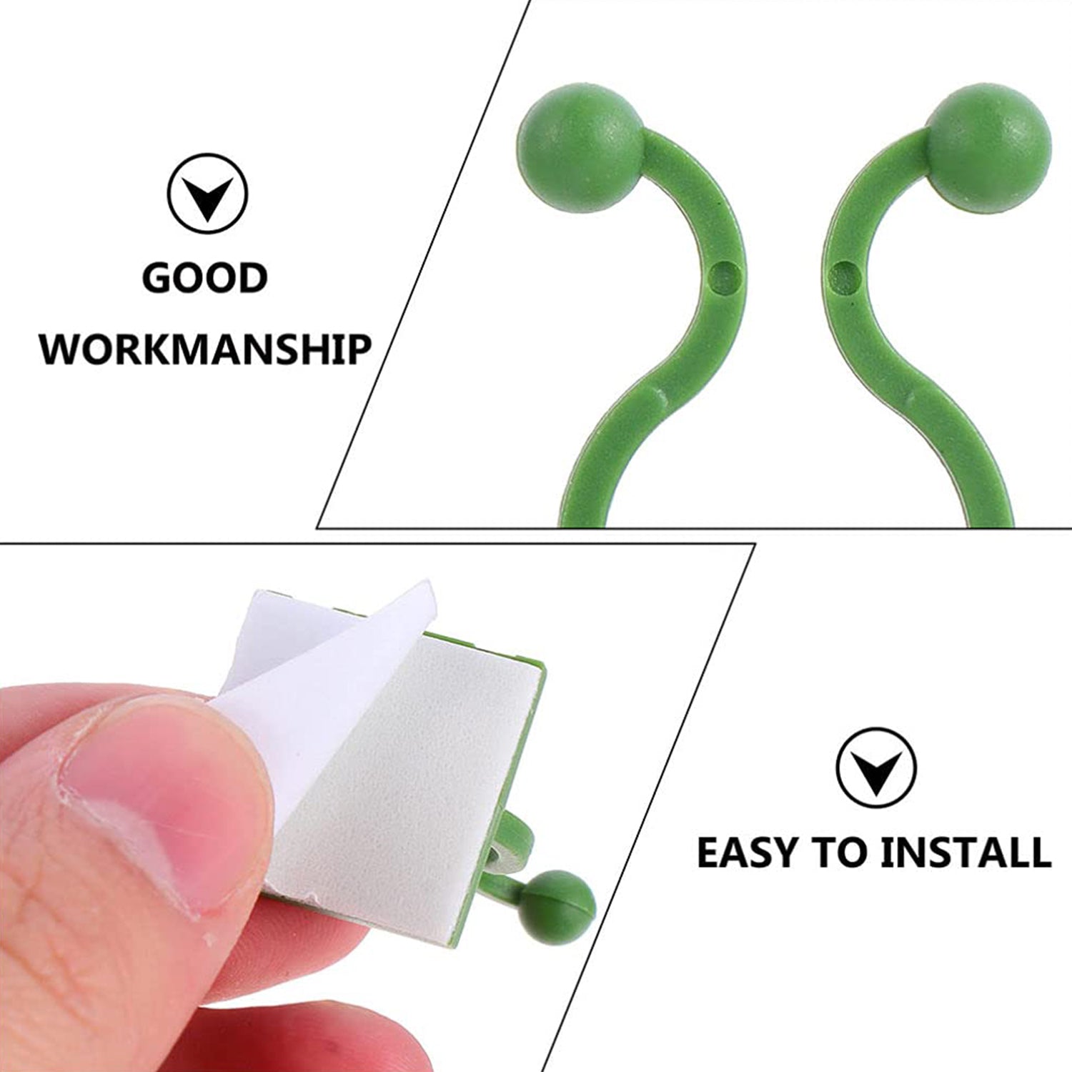 Plant Climbing Wall Fixture Clip Self-Adhesive Hook (200 Pcs Set)