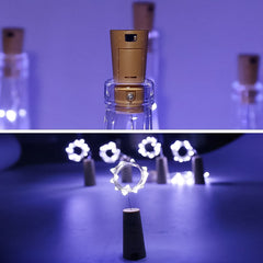 Wine Bottle Cork String Light | Multi LED / 2M Cable Length Copper Wire Battery Operated (White / 1 Pc)