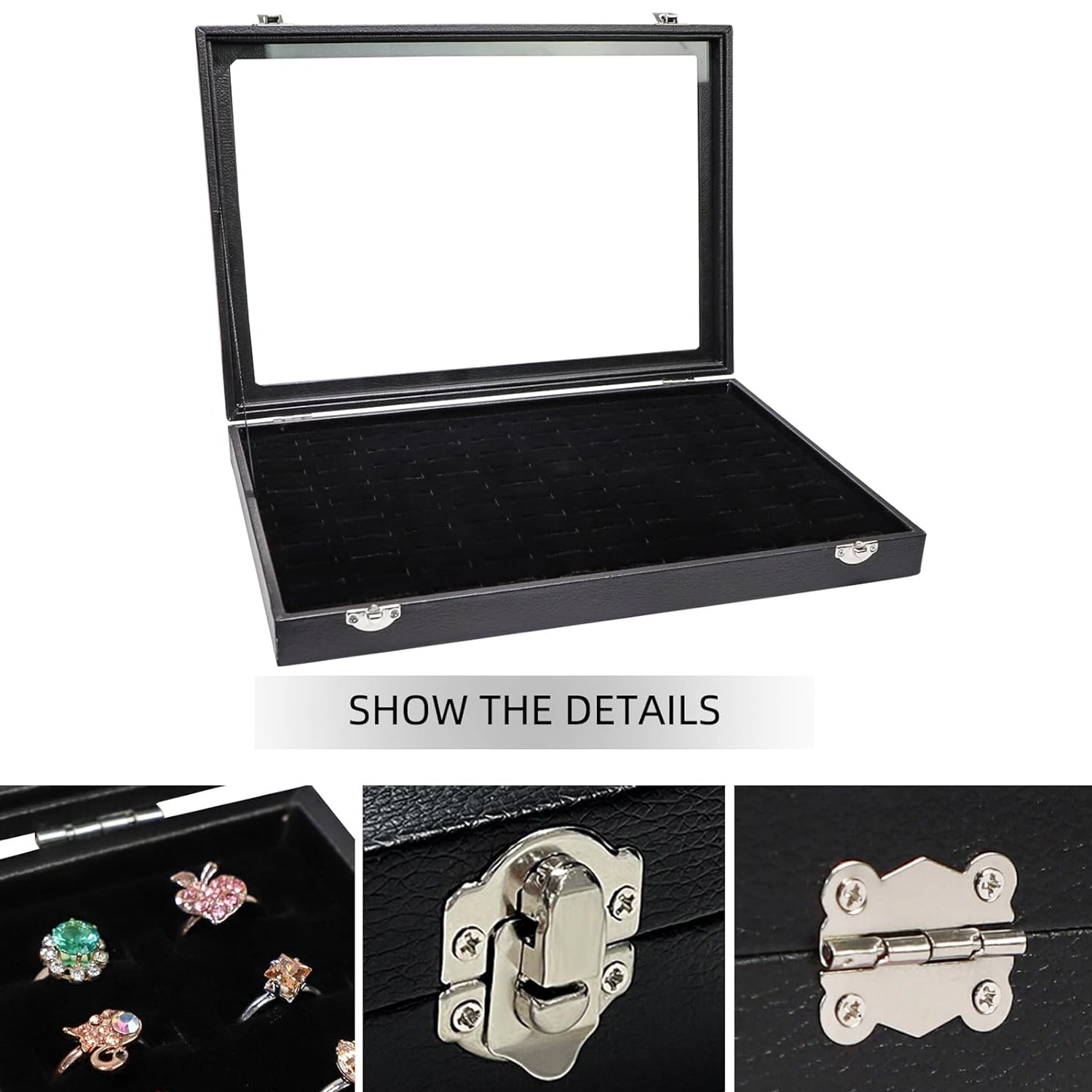 Ring Holder Organizer Box, Jewelry Ring Display Case (35x24 CM)