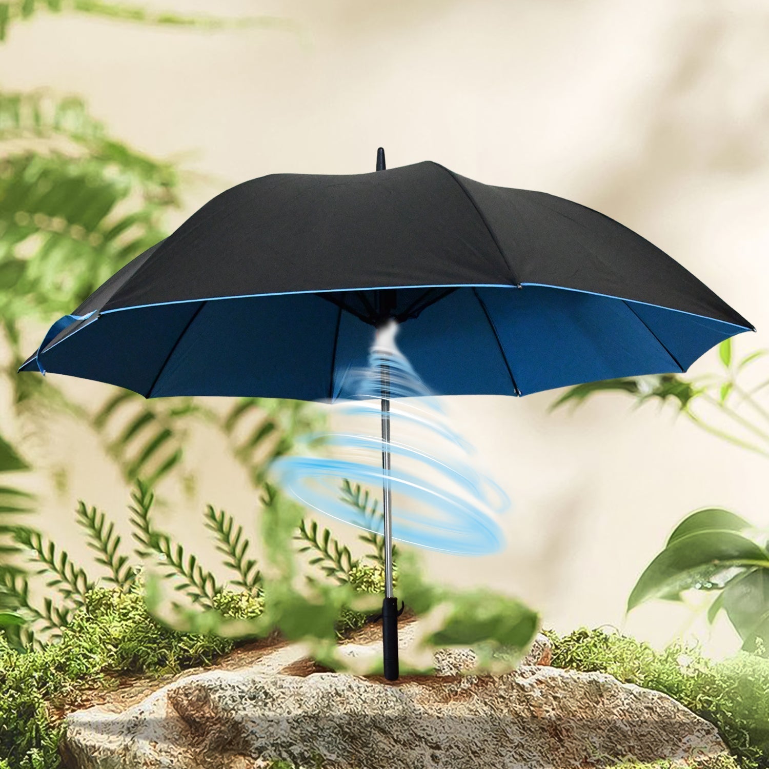 Sun Umbrella With Inside Fan & Power Bank Umbrellas For Summer (1 Pc)