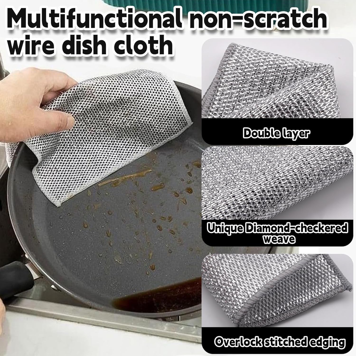 One-Sided Multipurpose Microfiber Cloths, Scrubber (1 Pc / 20x20 Cm)