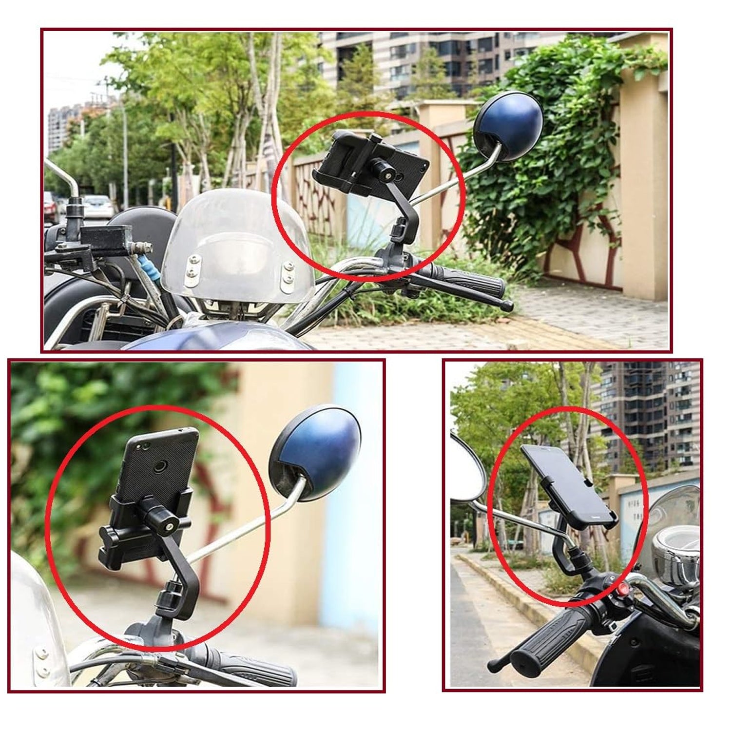 12674 Full Metal Body Bike & Scooty 360 Degree Rotating Mobile Holder Stand for Bicycle, Motorcycle, Scooty for Maps and GPS Navigation Fits All Smartphones (1 Pc)