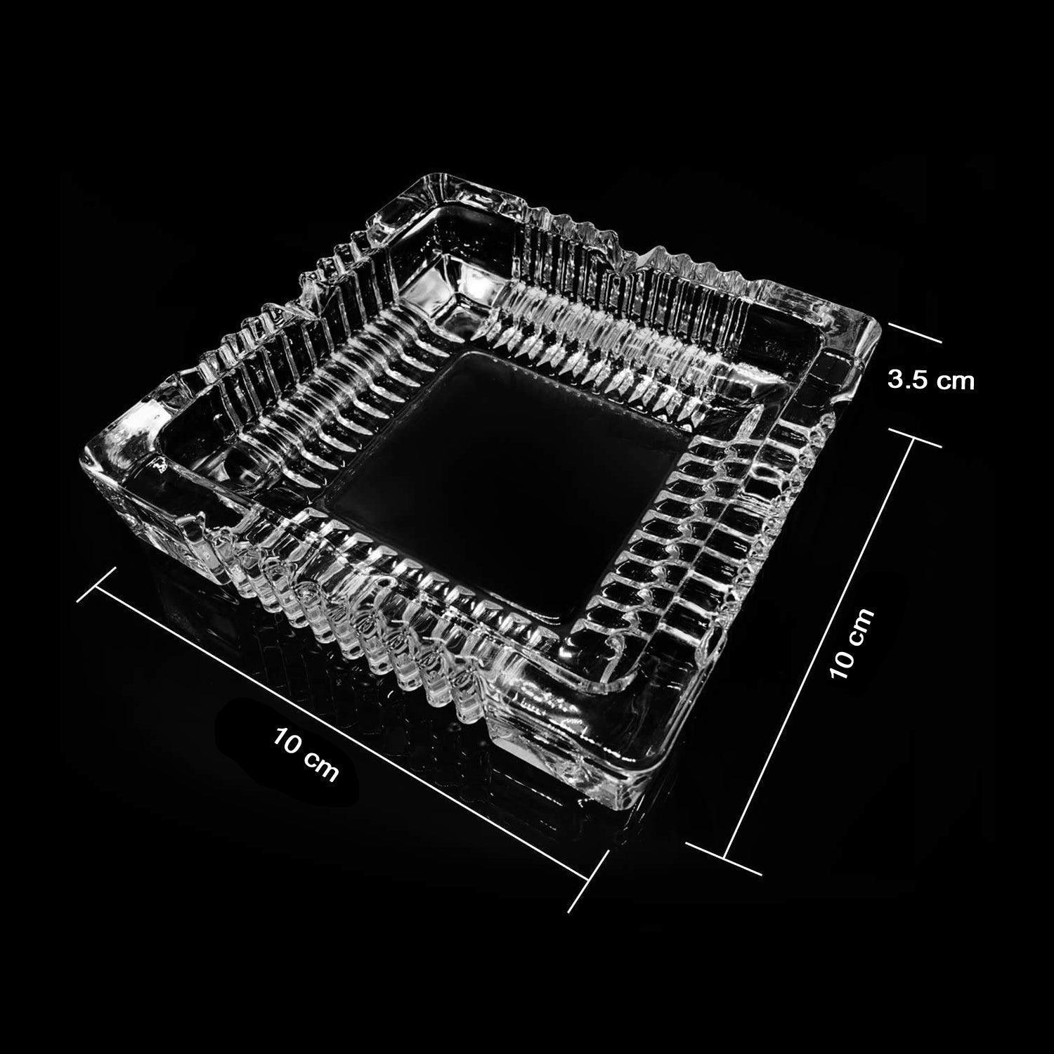 4062 Square Glass Misti Crystal Quality Cigar Cigarette Ashtray Round Tabletop for Home Office Indoor Outdoor Home Decor DeoDap