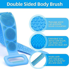 Silicone Body Back Scrubber Double Side Bathing Brush for Skin Deep Cleaning Massage, Dead Skin Removal (77 Gm | Small Size / 1pc)