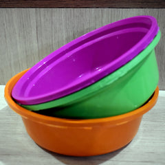 2592 Household Storage Plastic Round Bowl / Tub / Basket / Bucket set - Pack of 3