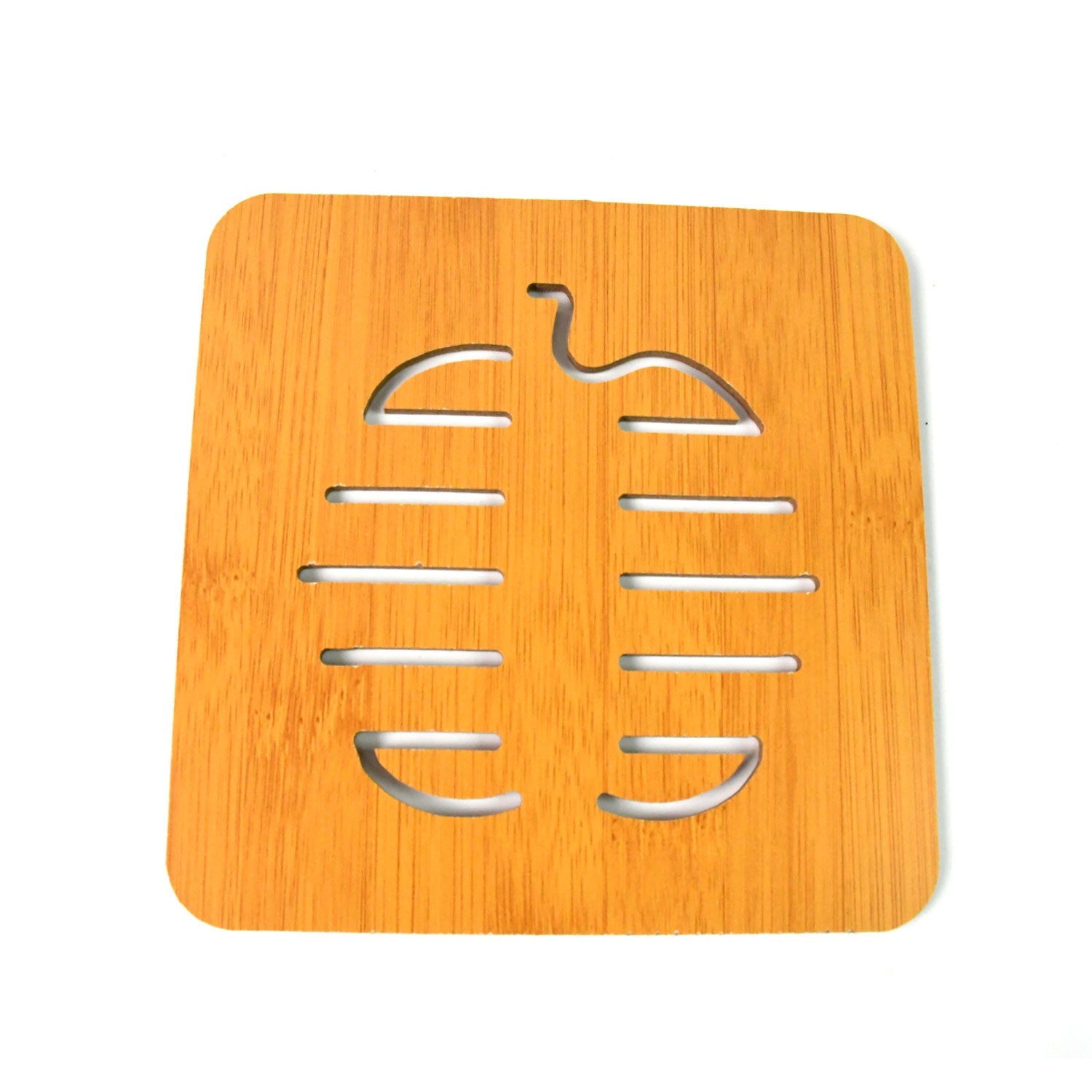 Square Bamboo Wood Table Place mat Hot Pot Cup Mat Tea Coaster(14×14 Cm / 1 Pc)