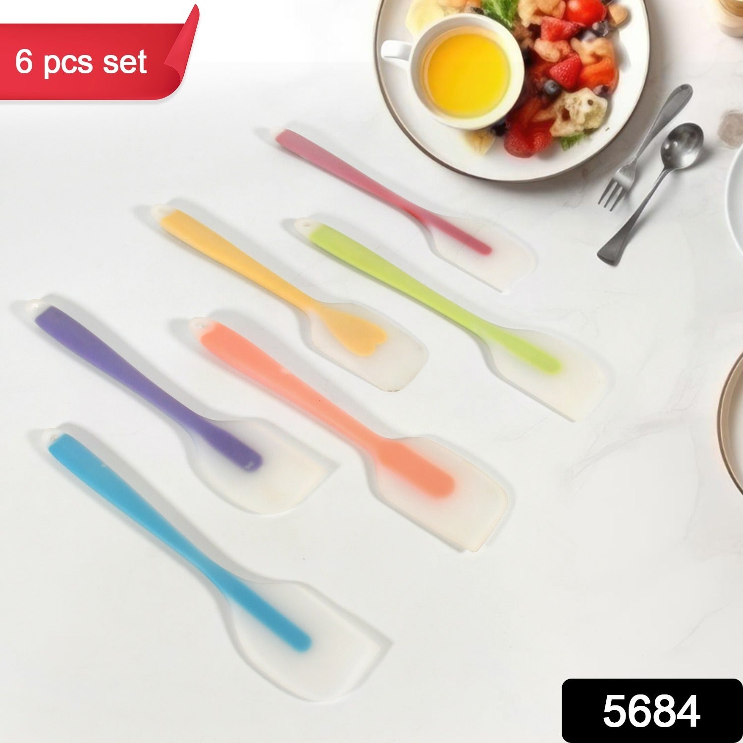 5684 Multipurpose Silicone Spoon, Silicone Basting Spoon Non-Stick Kitchen Utensils Household Gadgets Heat-Resistant Non Stick Spoons Kitchen Cookware Items For Cooking and Baking (6 Pcs Set / 28 Cm)