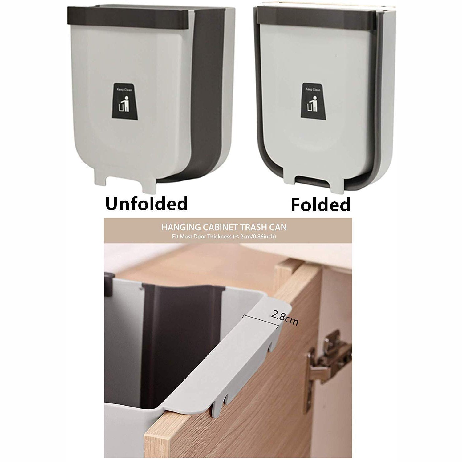 5873 Hanging Trash Can for Kitchen Cabinet Door, Small Collapsible Foldable Waste Bins, Hanging Trash Holder for Bathroom Bedroom Office Car, Portable.