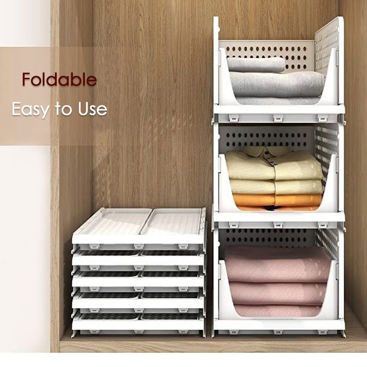 7732 3 Layer Clothes Organizer for Wardrobe Cupboard Organizer for Clothes Foldable and Stackable Closet Organizer Drawer Organizer for Clothes, Multi Purpose Plastic Drawer