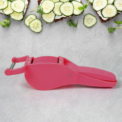 Plastic 2 in 1 Vegetable & Fruit Multi Cutter 5 Blade Vegetable Cutter with Peeler (1 Pc / Multicolor)