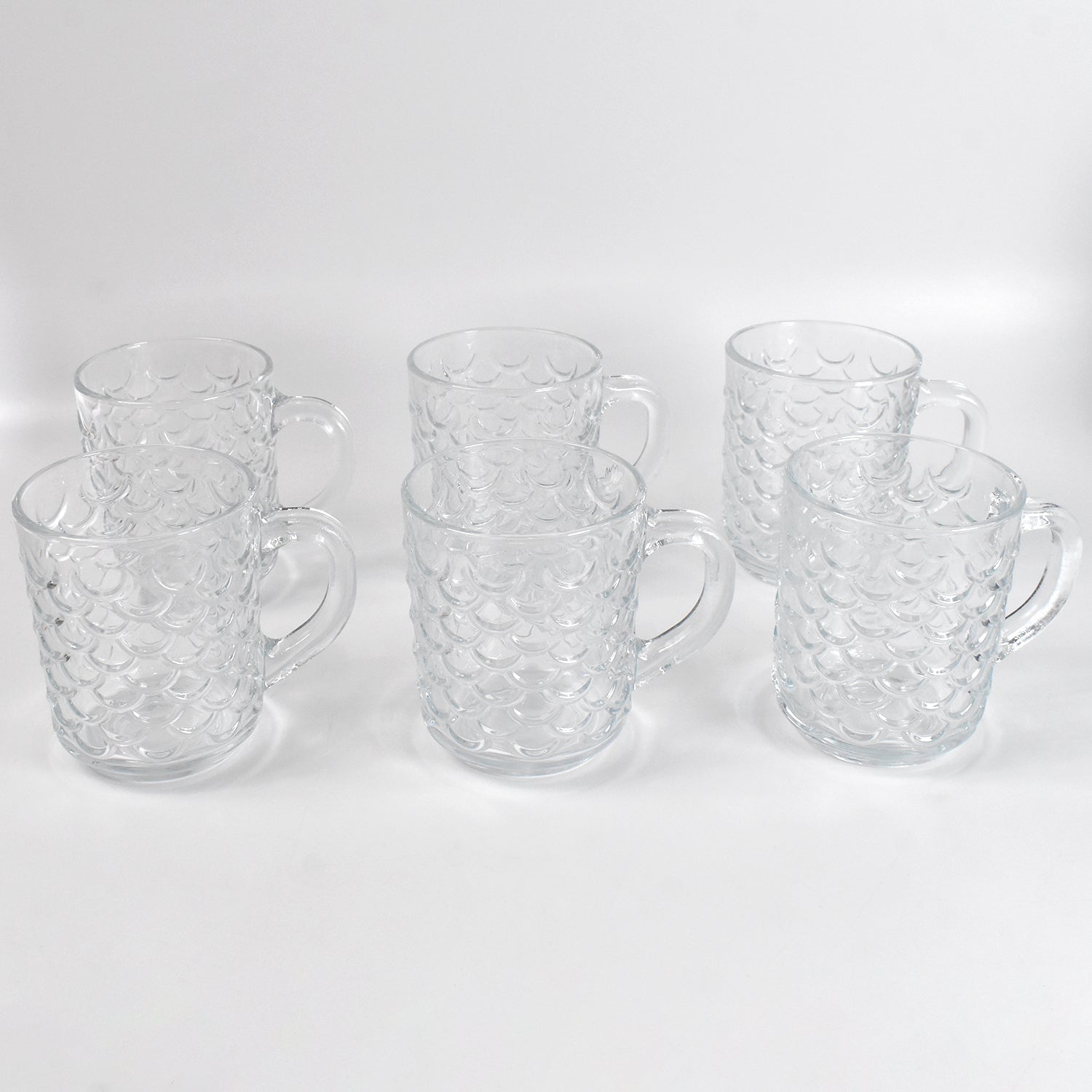 Glass Coffee & Tea Cup / Mug With Handle (6 pcs Set / 225 ML)