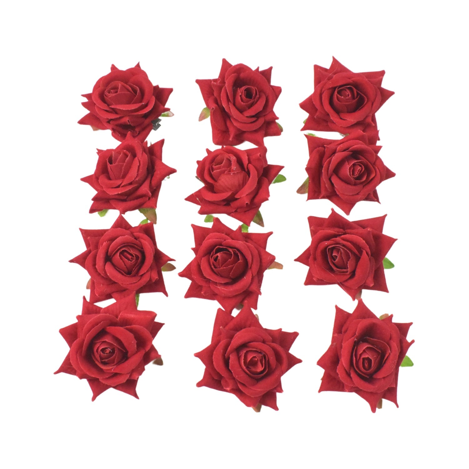 Flower Rose Hair Pin / Clip Velvet Flower Design (12 pcs Set)