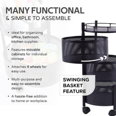 Metal Round High Quality Kitchen Trolley with Wheels (3 Layer / 1 Pc)