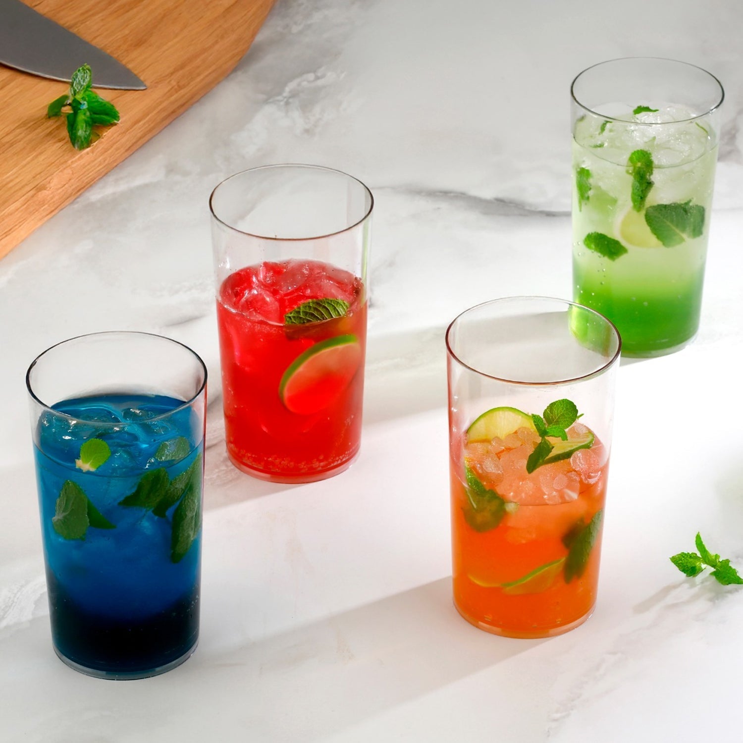 Round Clear Plastic Water Glass Juice Beer Wine Plastic Unbreakable Transparent Glass Set ( 300ml 6pc )