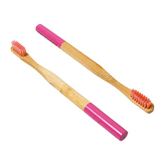13016 Bamboo Wooden Toothbrush Soft Bristles Toothbrush Wooden Child Bamboo Toothbrush Biodegradable Manual Toothbrush for Adult, Kids (2 Pc With Cover)