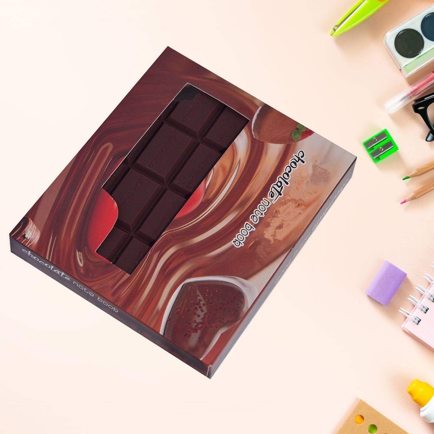 4528 Small Chocolate Scented Diary Memo Notebook in Rectangular Chocolate Bite Shape with Original Chocolate Smell Personal Pocket Diary with Plain Pages for Kids