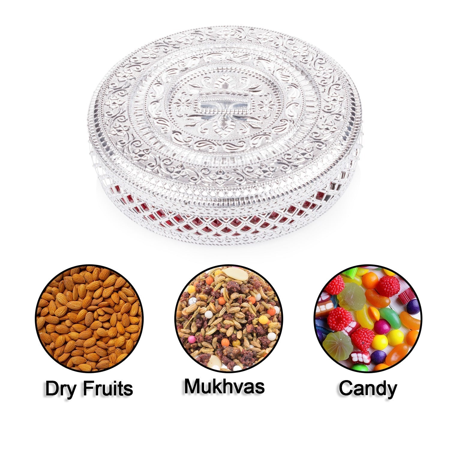 2862 Round Candy Box, Dry Fruit Box For Kitchen Storage Home Decor DeoDap