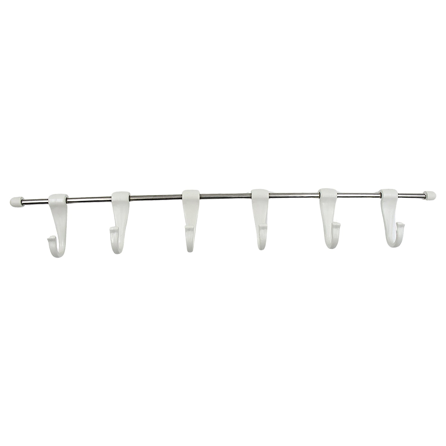 17968 Stainless Steel Utensil Hanger Rail Nail Free Wall Mount with 2 Magic Stickers & 6 Plastic Hooks For Kitchen