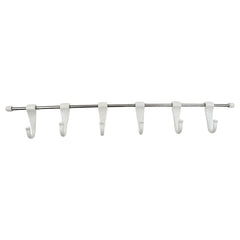 17968 Stainless Steel Utensil Hanger Rail Nail Free Wall Mount with 2 Magic Stickers & 6 Plastic Hooks For Kitchen