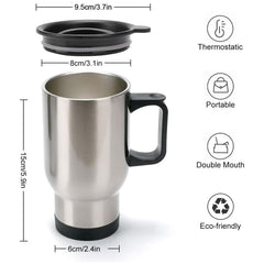 Stainless Steel Vacuum Glass Insulated Glass Coffee Cups Double Walled Travel Mug, Car Coffee Mug (With Lid & Handle / 1 pc)