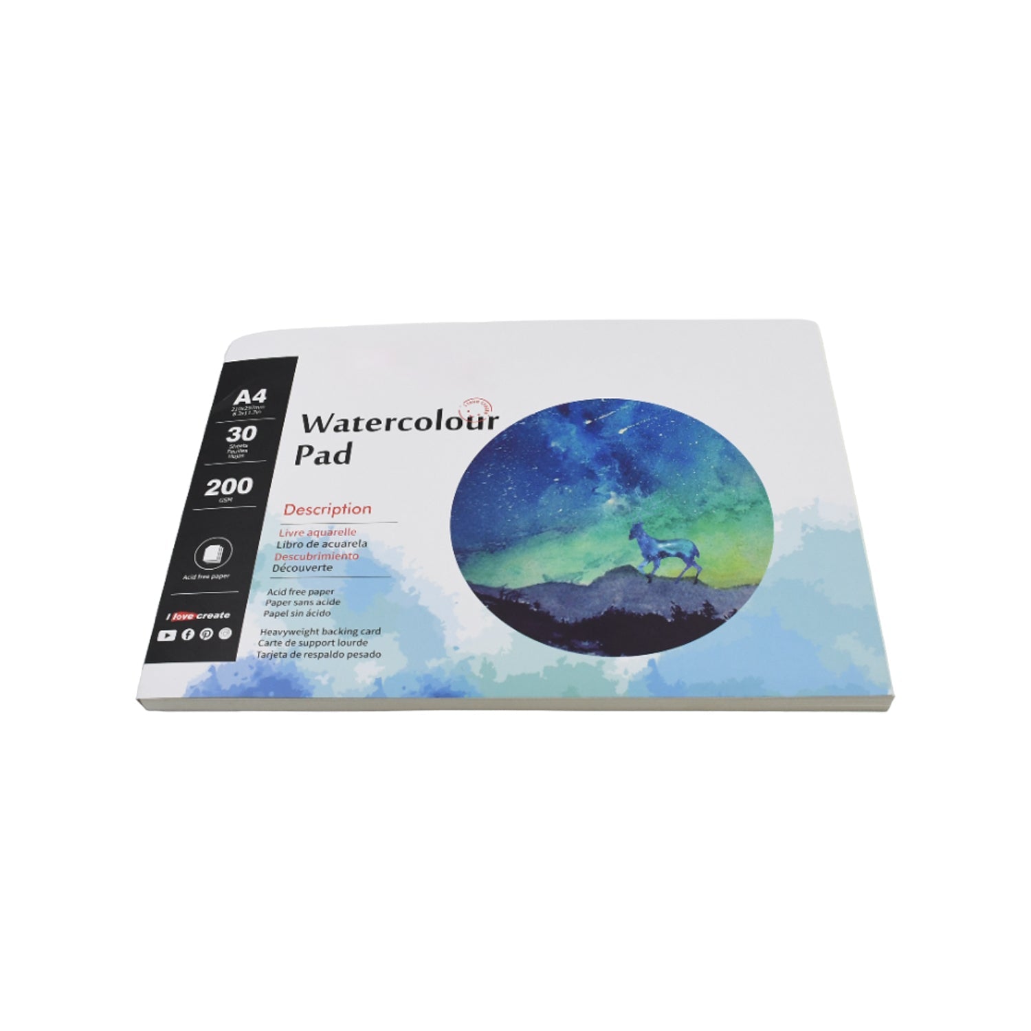 4388 Watercolor Paper Pad,1 Pack,200gsm,A4 8.3"x11.7",60 Sheets Total, Acid Free for Wet Media Painting Paper Pads, for Illustration, Painting, Drawing and Sketching 210x297mm (1 Pc)