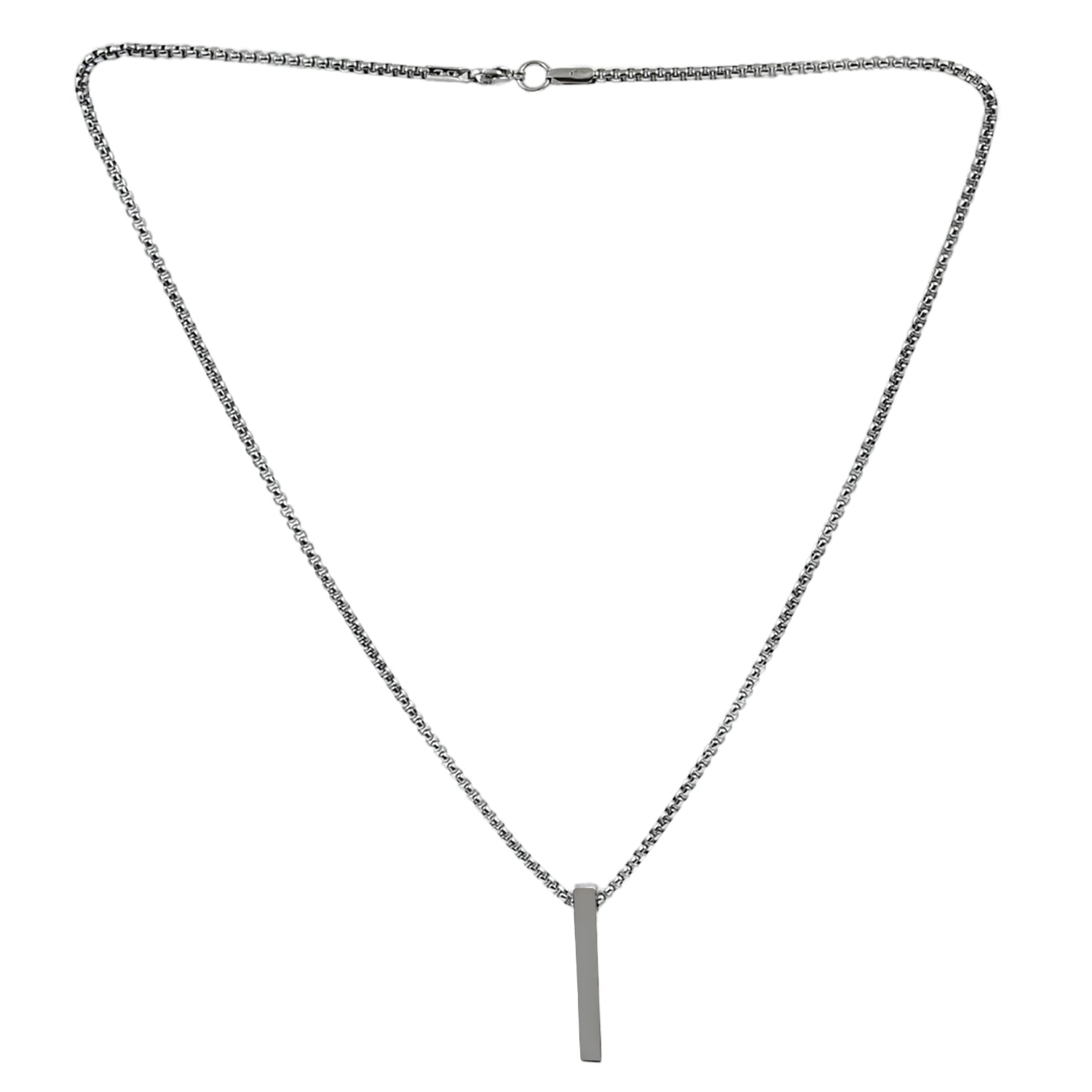 Stainless Steel Plain Stick Shape Locket With Chain (1 Pc)