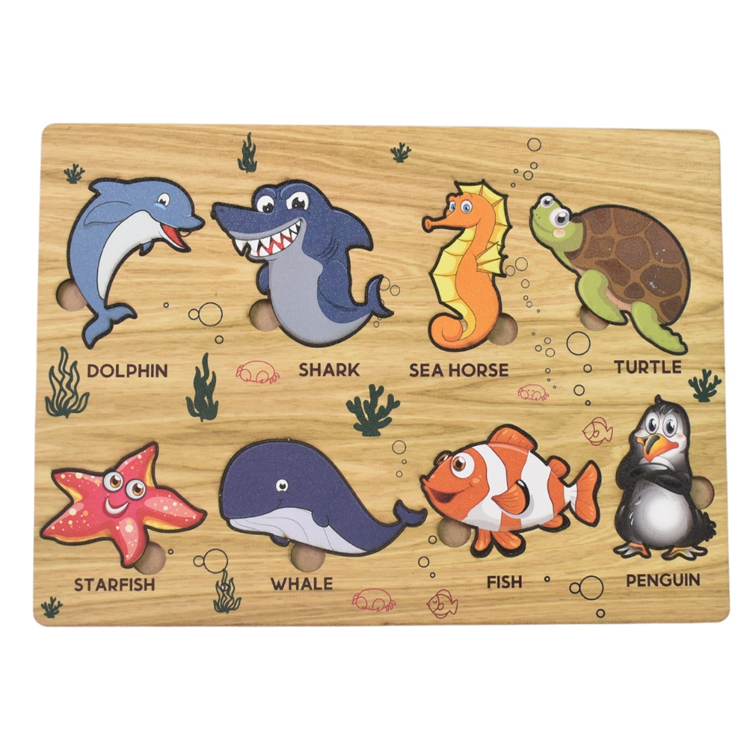 Seawater Animal Wooden Puzzle Learning Educational Board (1 Set)