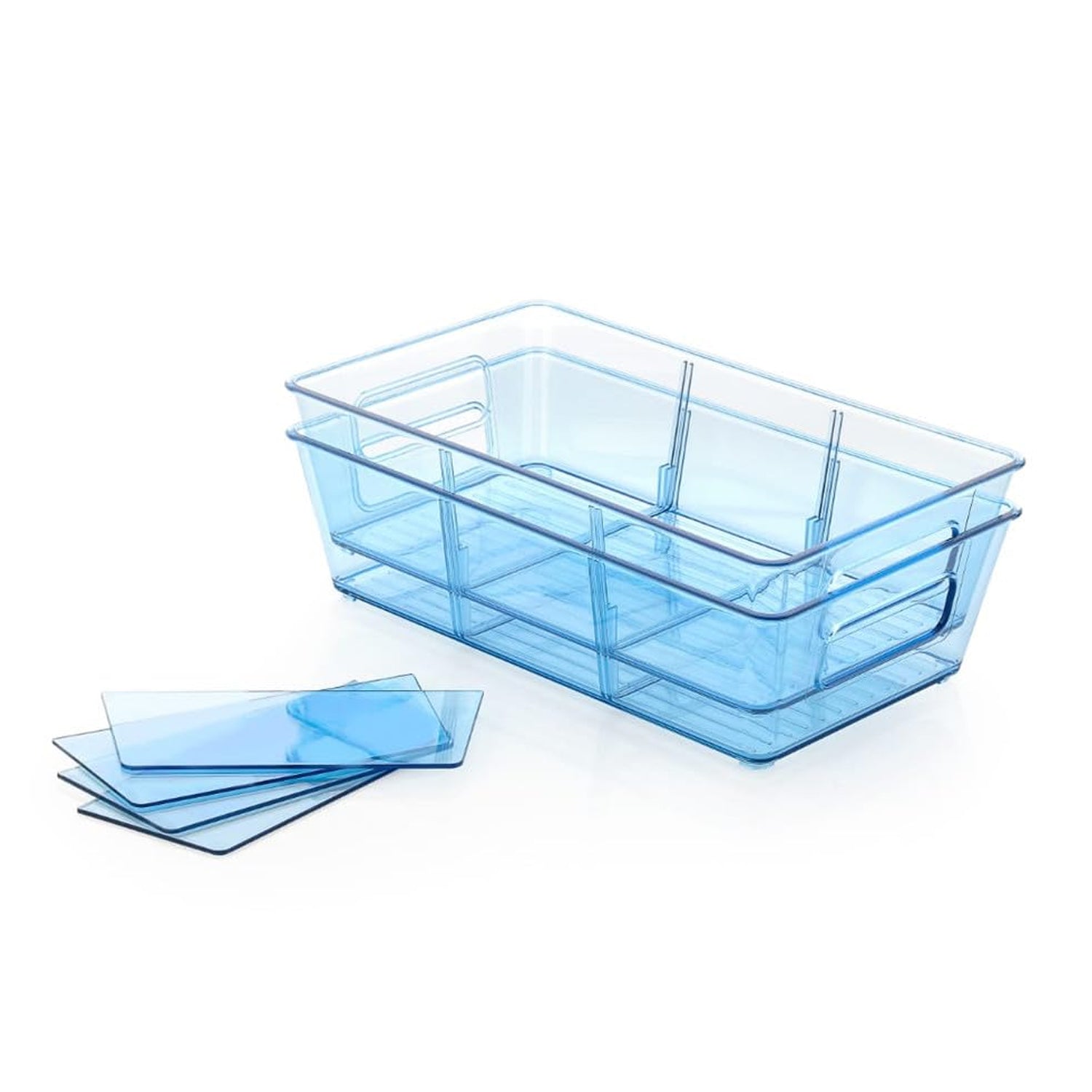 5776 Plastic Refrigerator Organizer Bins, Set Of 2 Stackable Fridge Organizers with Handle, Clear Organizing Food Fruit Vegetables Pantry Storage Bins for Freezer kitchen Cabinet Organization and Storage (2 Pcs Set Mix Color)