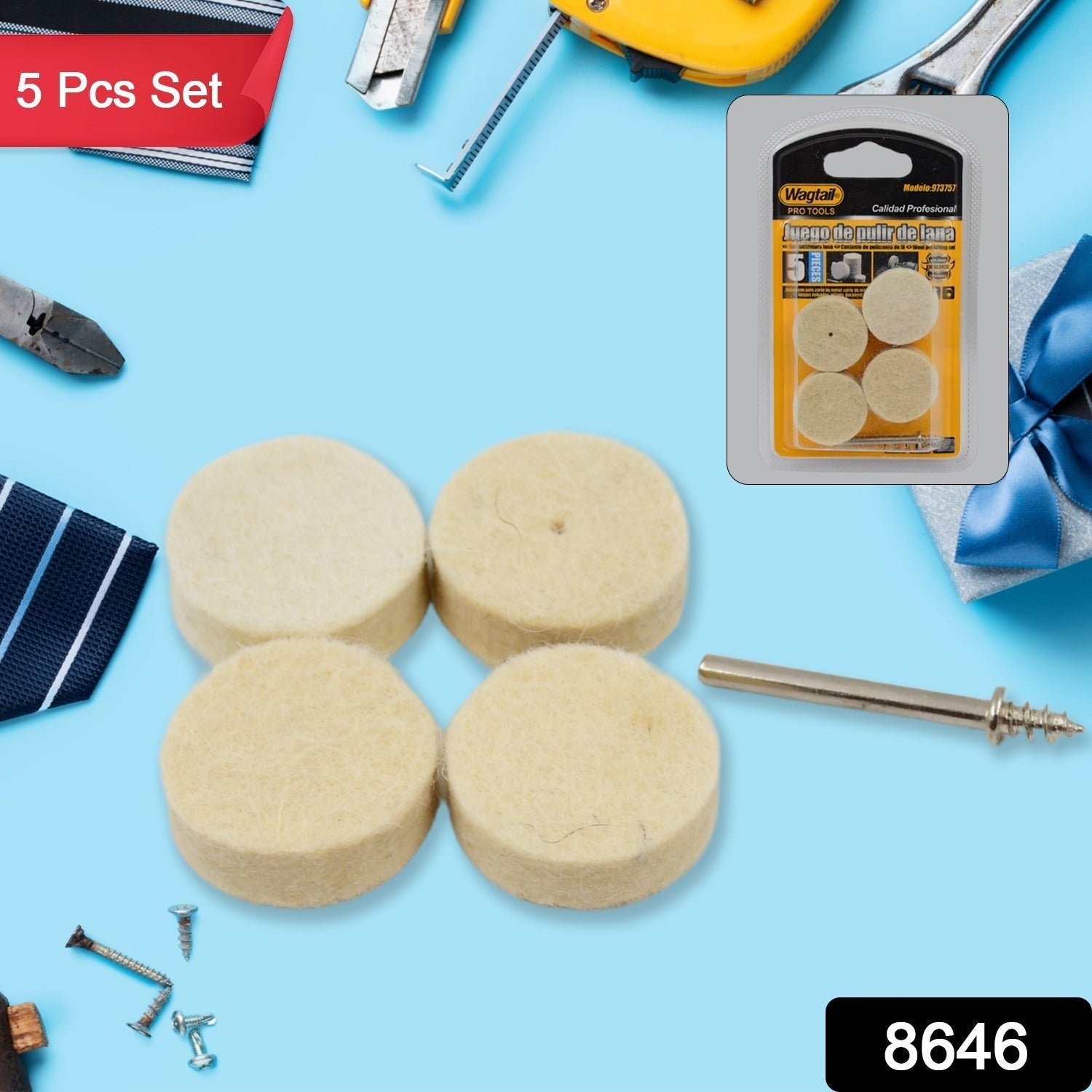 Rotary Tool Accessory Wool Felt Polishing Pad Felt (5 Pcs Set)