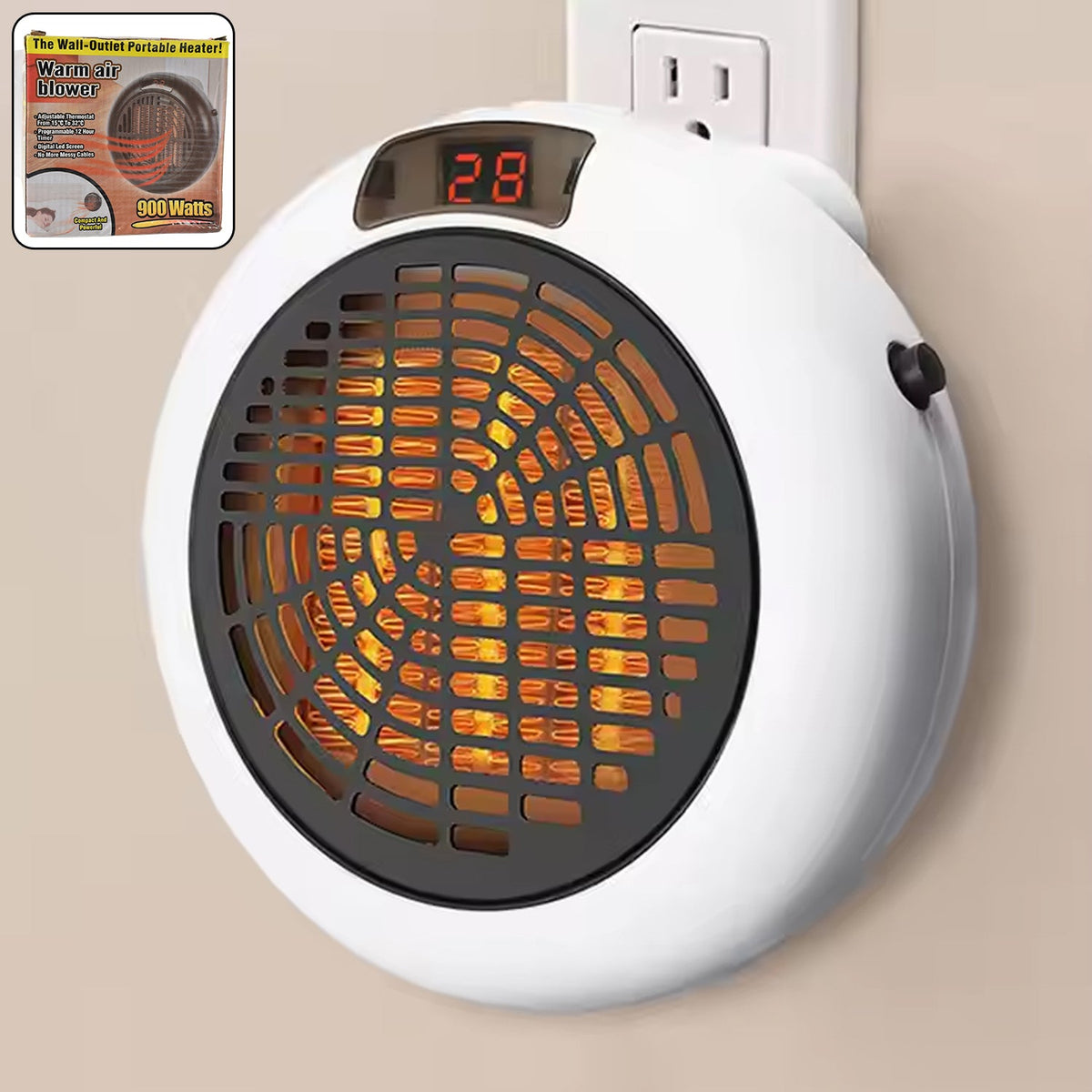 Room Heater for Home, Office, Camper LED Screen Portable Wall Heater (900W / 1 Pc)