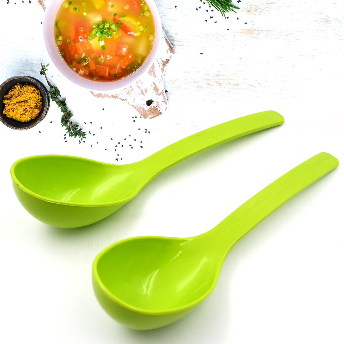 5724 Plastic Spoon Kitchen Multipurpose Serving Ladle for Frying, Serving, Turner, Curry Ladle, Serving Rice, Spoon Used While Eating and Serving Food Stuffs Etc (2 Pcs Set / 10 Inch )