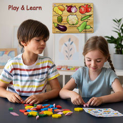 Wooden Vegetable Puzzle Learning Educational Board (1 Set / 28×20 Cm)