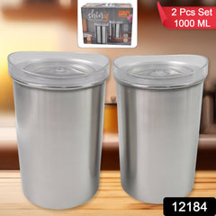 Multipurpose Stainless Steel Airtight Containers with See Through Lid (2 Pc Set / 1000 ML)