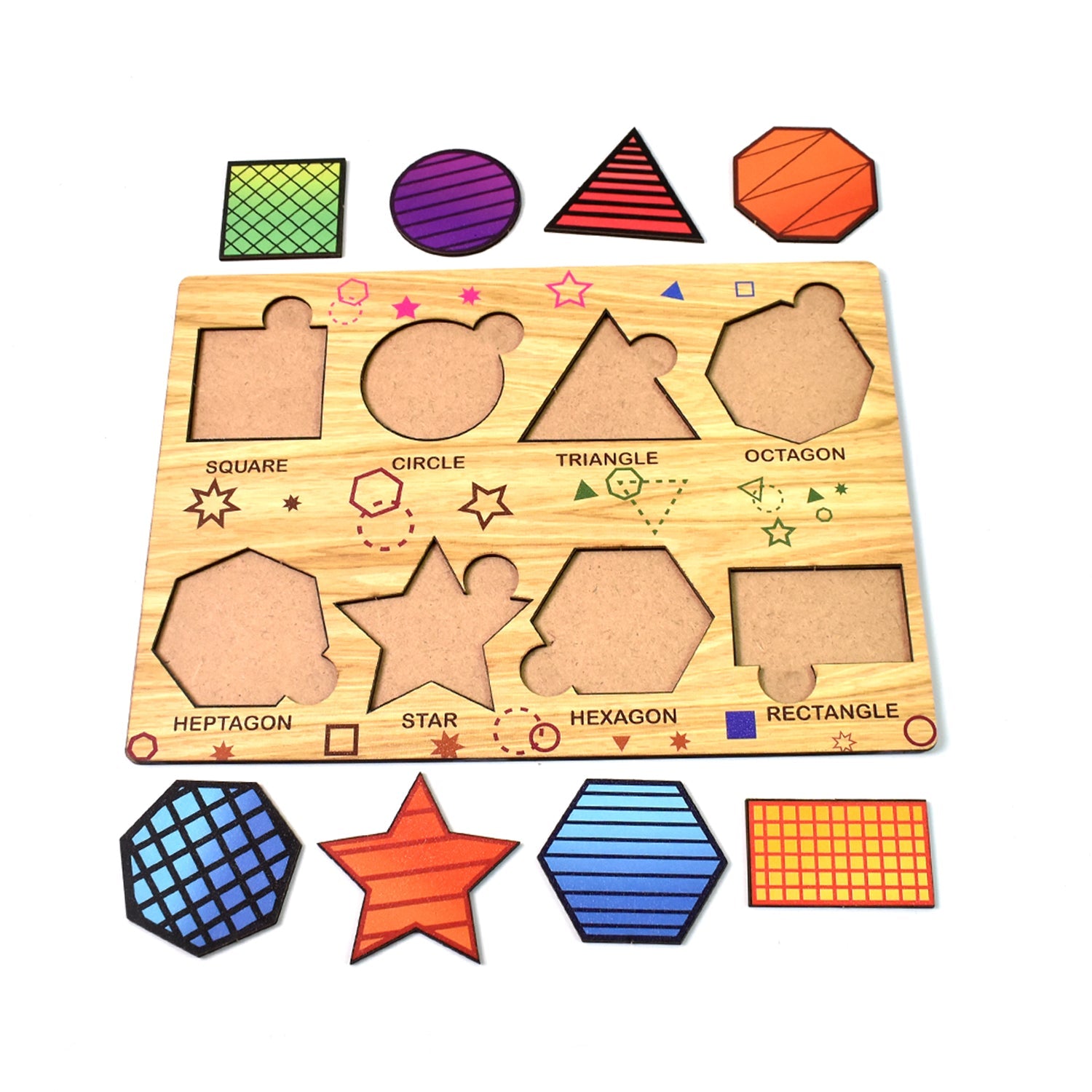 Wooden Triangles Puzzle Learning Educational Board (1 Set / 28×20 Cm)