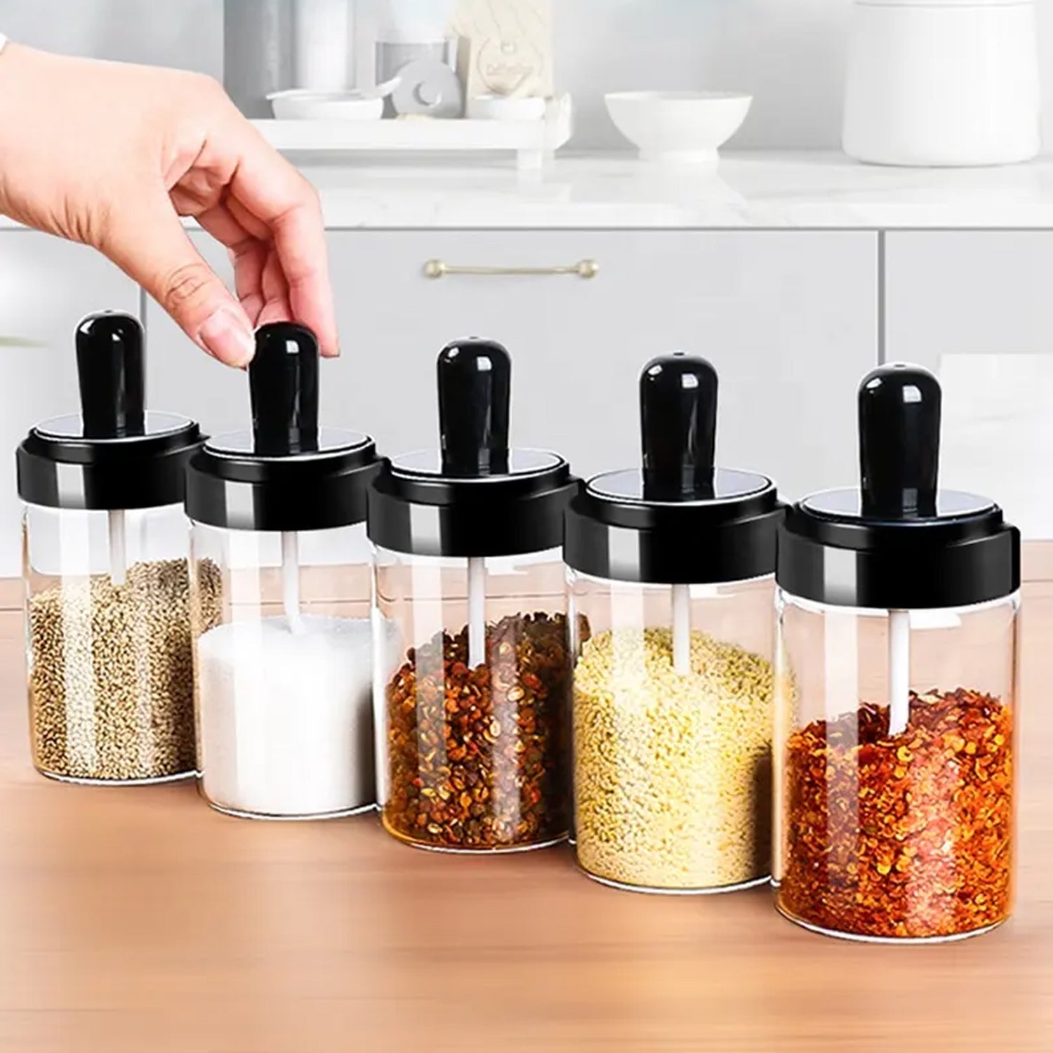 Spice Box Glass Jars Multipurpose Masala Seasoning Box Set (1 Pc)