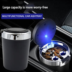 Portable Car Ashtray with Lid and Blue LED Light (1 Pc)