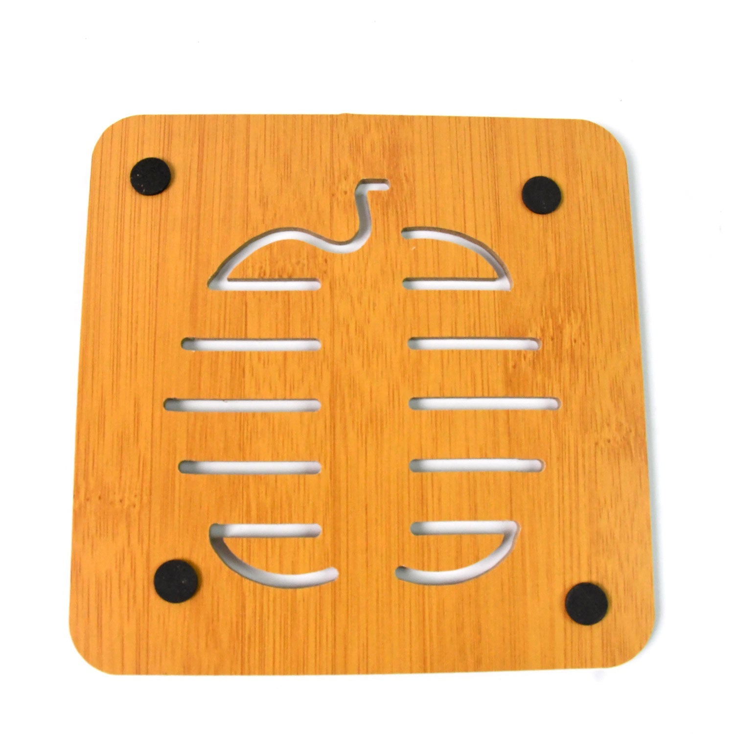 Square Bamboo Wood Table Place mat Hot Pot Cup Mat Tea Coaster(14×14 Cm / 1 Pc)