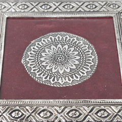 Silver - Square Pooja Chowki Patla / Bajot (20×20 CM / 1 Pc)