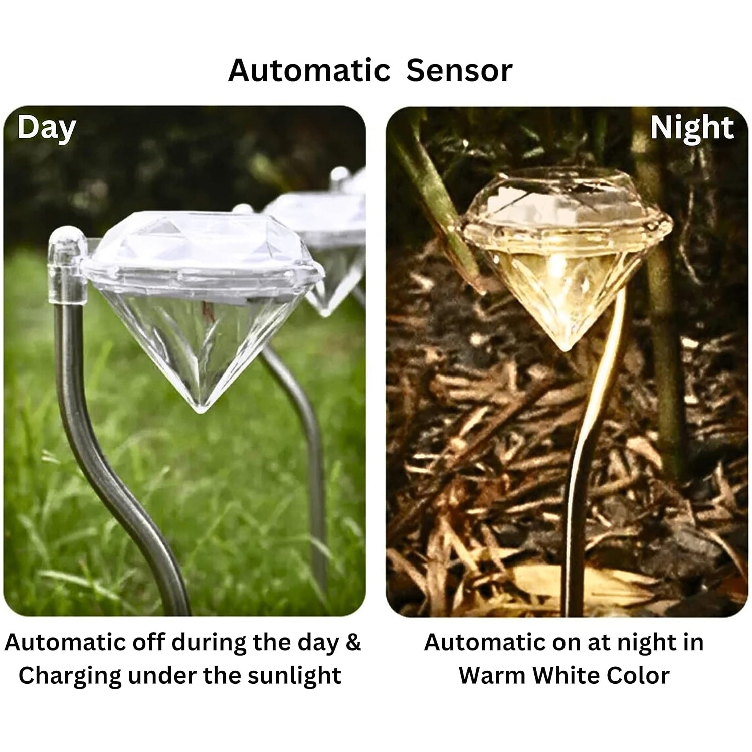 9220 Diamond Shaped Solar Powered Stake Lights, Waterproof Outdoor Solar Power Lawn Lamps Led Spot Light Garden Pathway Stainless Steel Solar Landscape Lighting (4 Pcs Set)