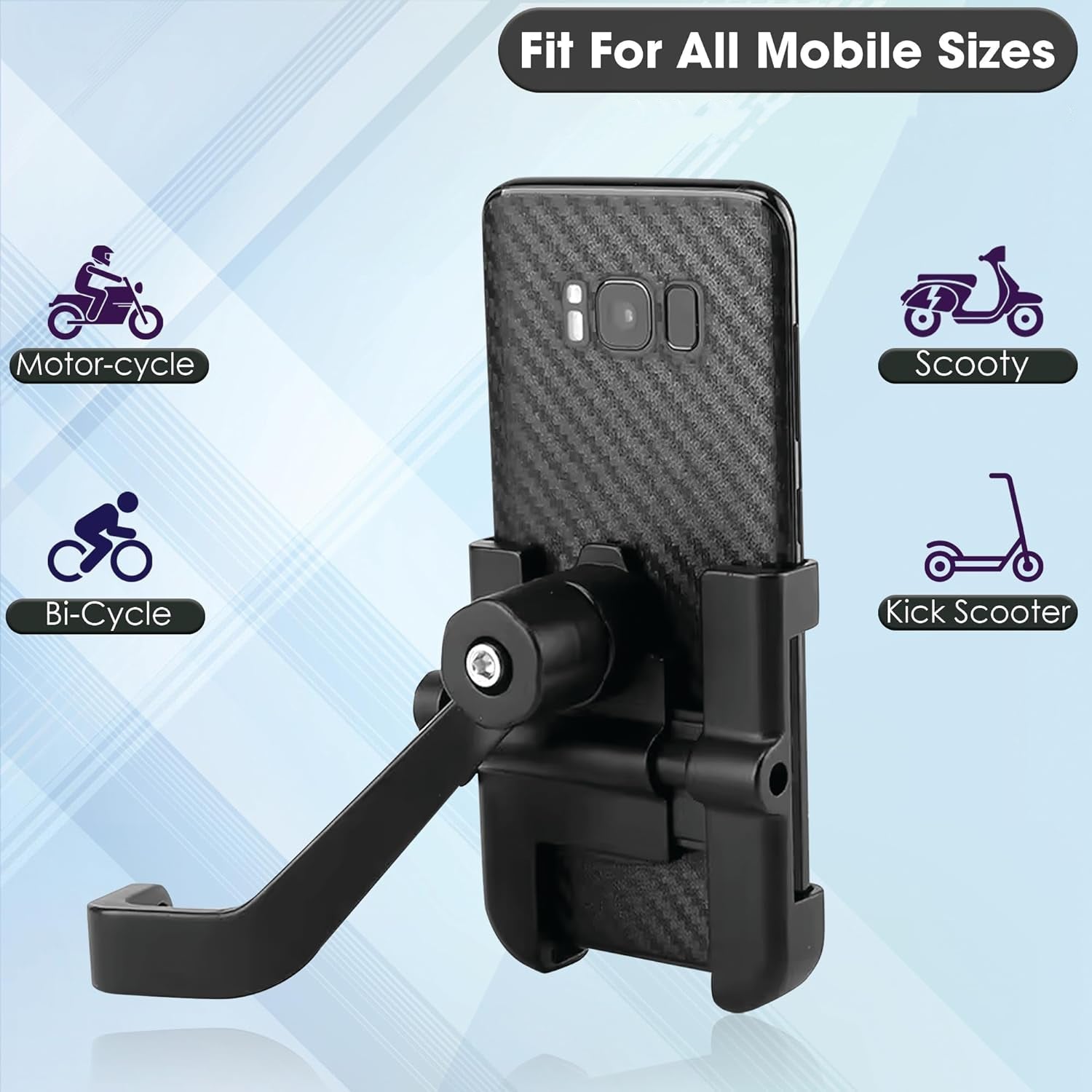 12674 Full Metal Body Bike & Scooty 360 Degree Rotating Mobile Holder Stand for Bicycle, Motorcycle, Scooty for Maps and GPS Navigation Fits All Smartphones (1 Pc)