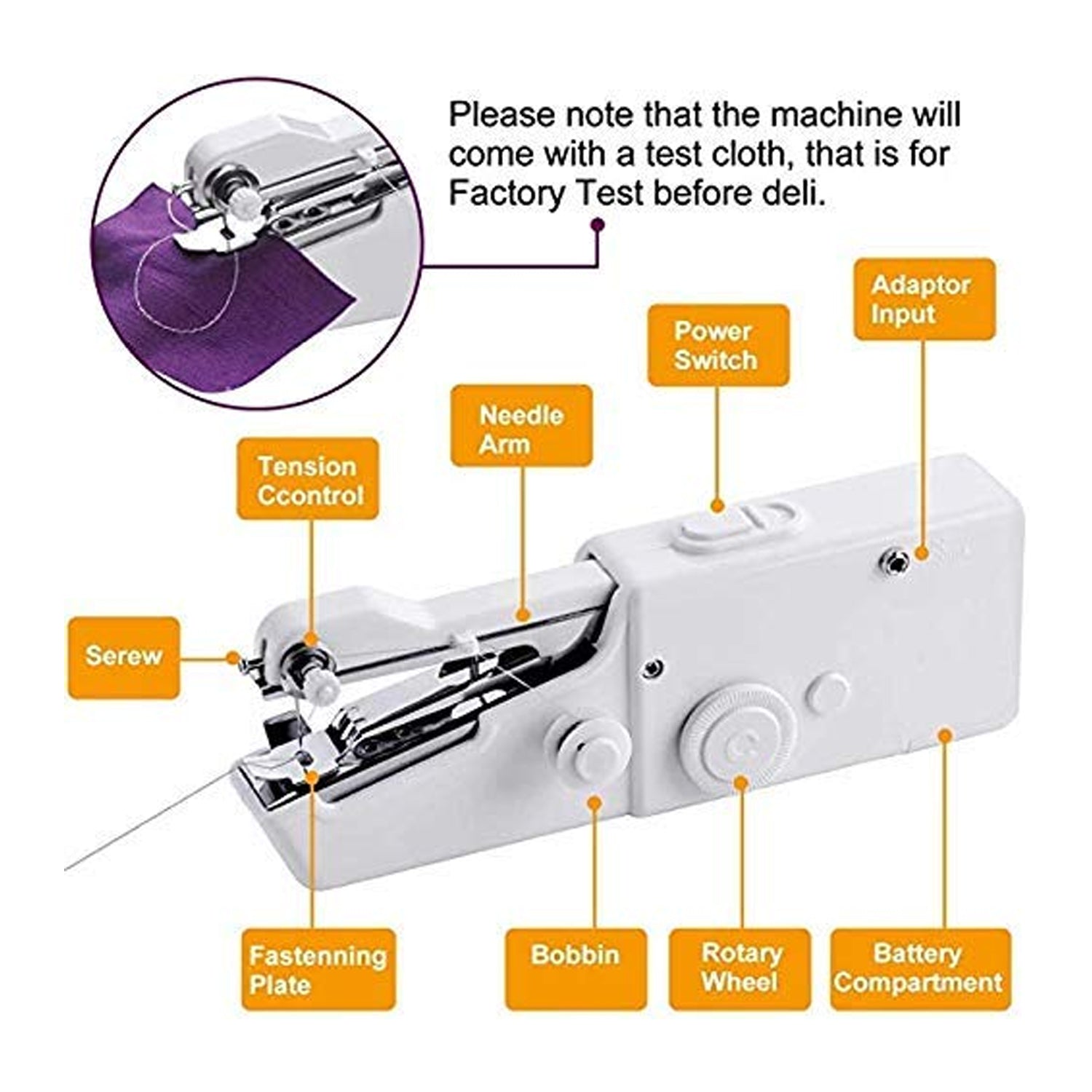 Cordless Handheld Electric Sewing Machine (Battery Not Included / 1 Pc)