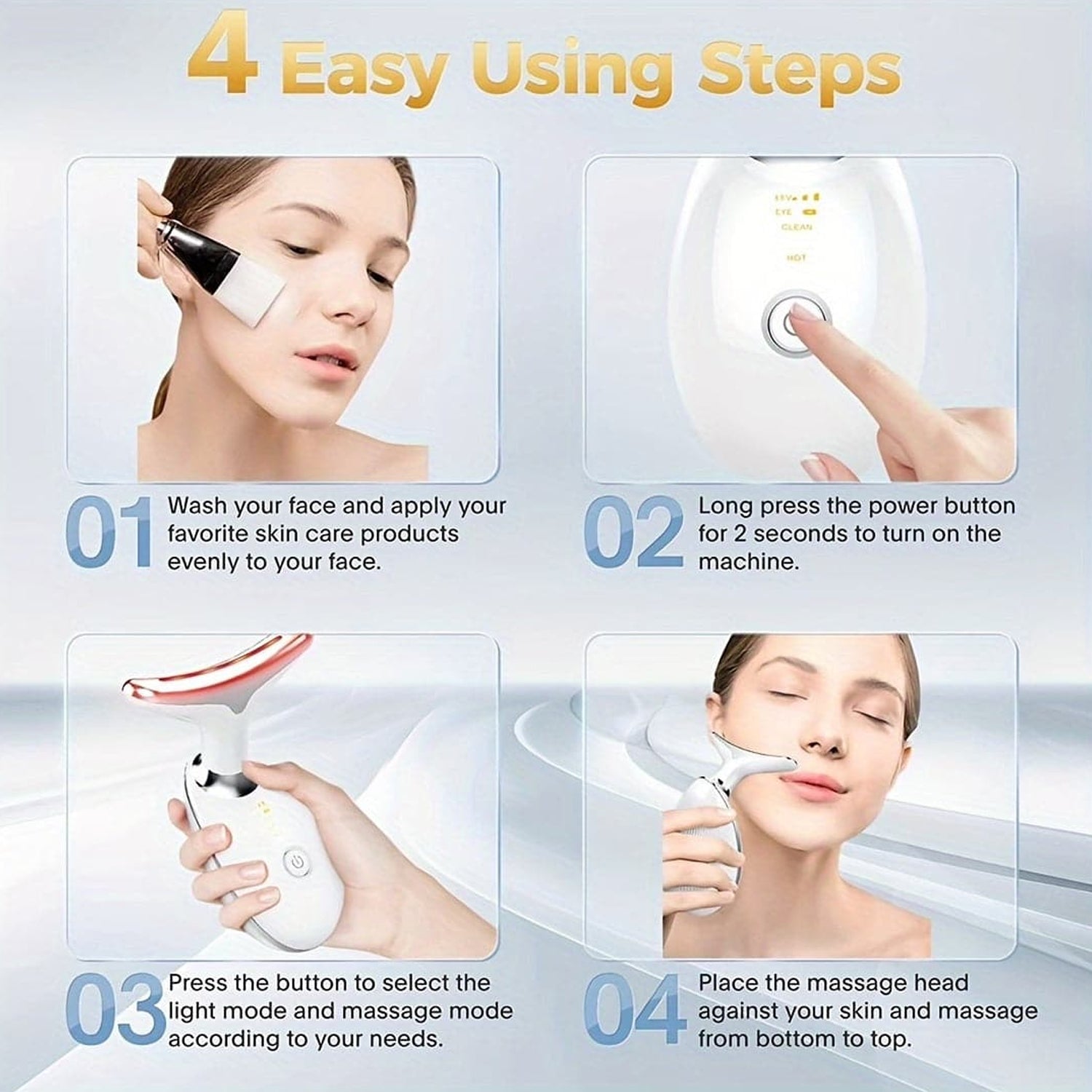 Electric Face Massager Wrinkle Remover LED Photon Face Beauty Device (1 Pc)