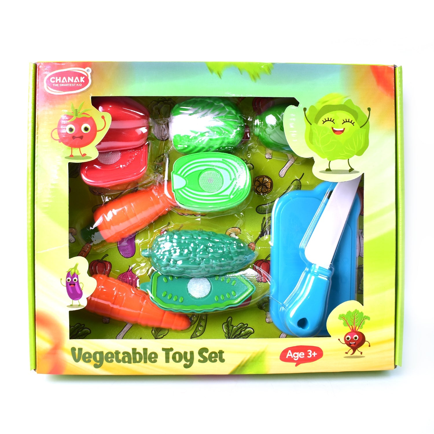 Realistic slice-able fruits and vegetables cut in 2 part play toy set