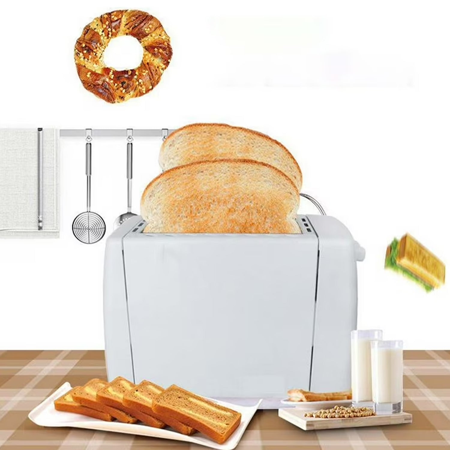 Electric Bread Machine, Multifunctional Automatic Bread Machine (650 Watt / 1 Pc)