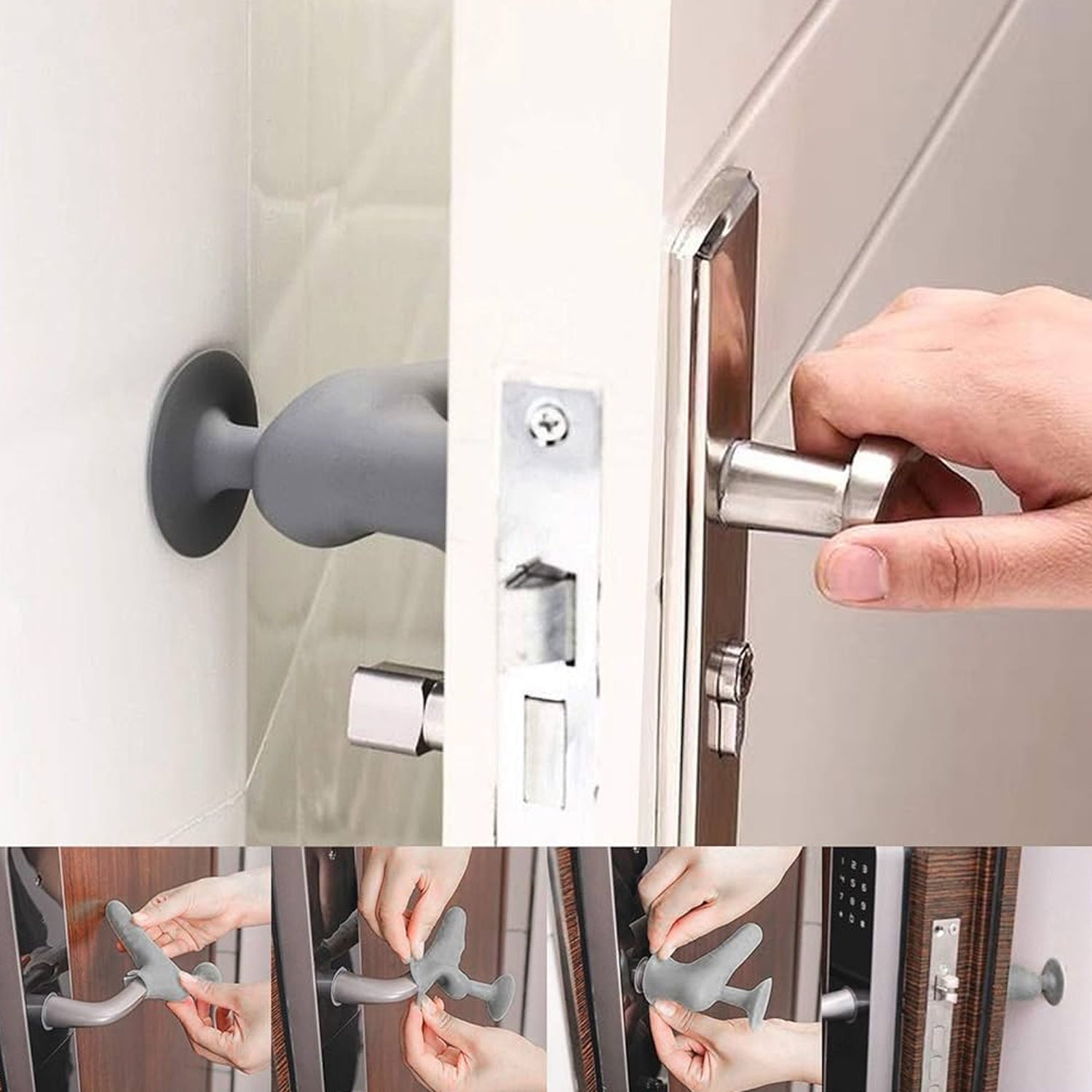 Silicone Door Handle Cover with Suction Cup (1 Pc / Mix Color)