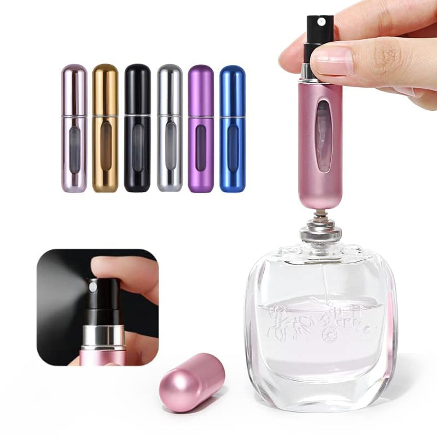 Mini Portable Perfume Empty Spray Bottle (1 Pc / Mix Color)