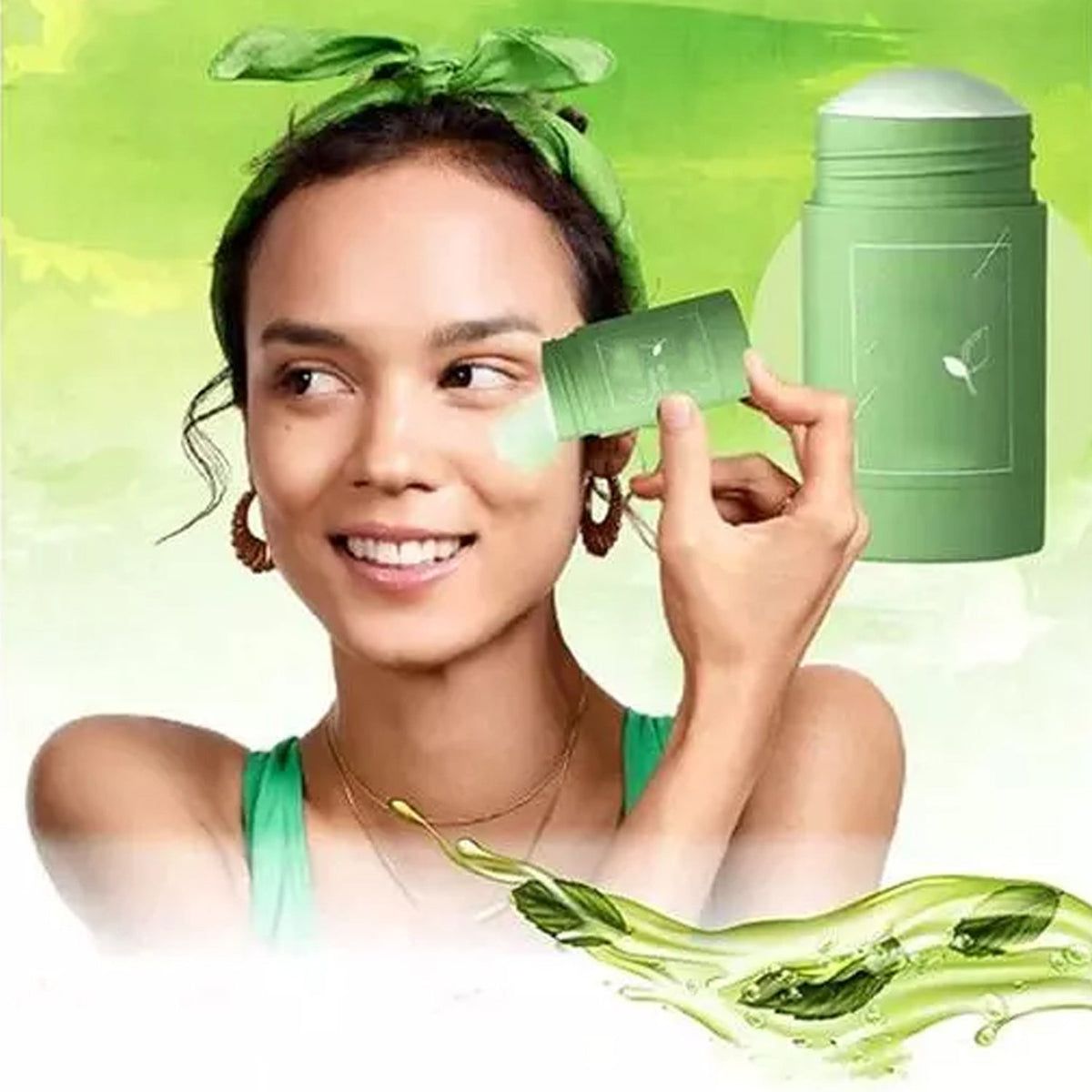 1205 Green Tea Purifying Clay Stick Mask Oil Control Anti-Acne Eggplant Solid Fine, Portable Cleansing Mask Mud Apply Mask, Green Facial Detox Mud Mask