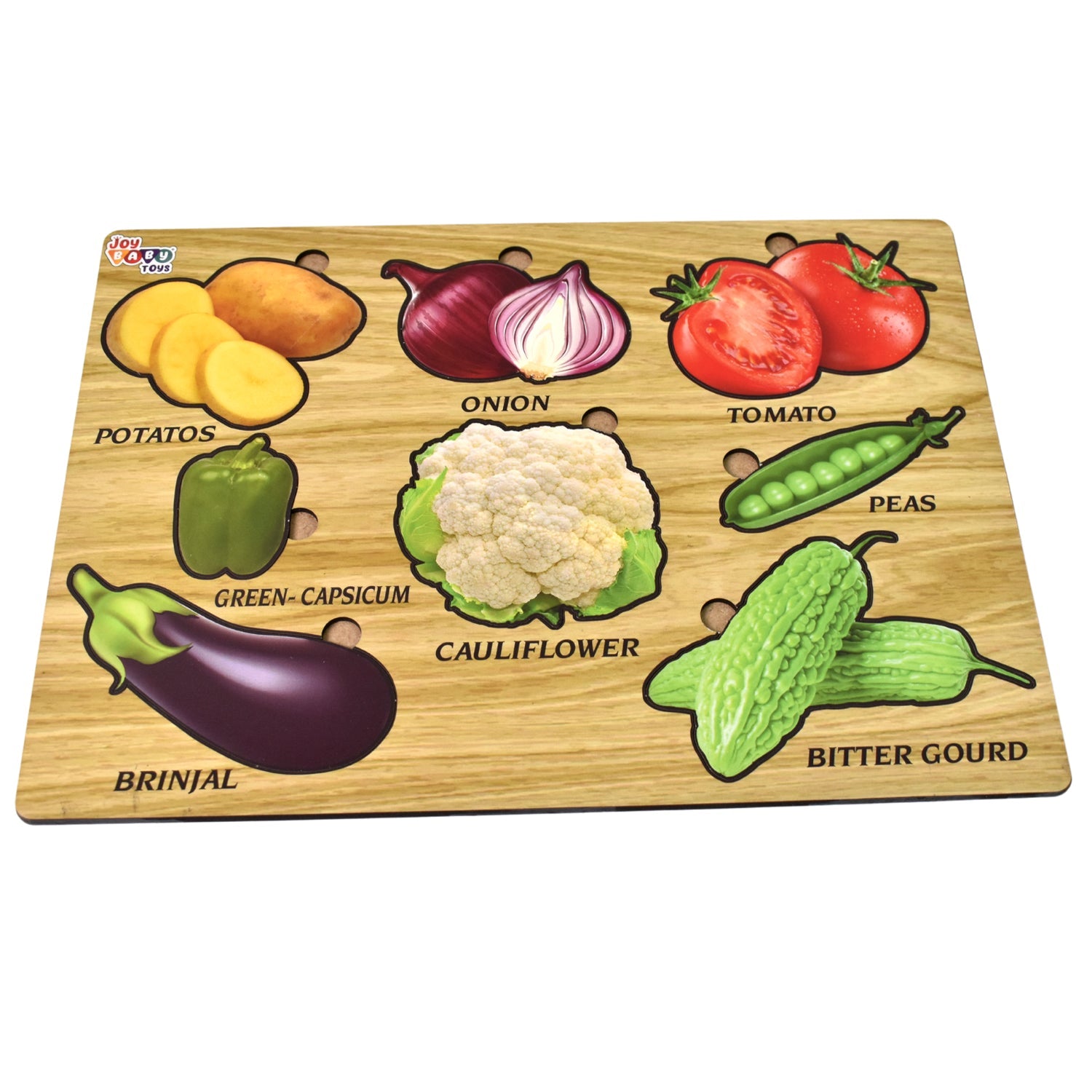 Wooden Vegetable Puzzle Learning Educational Board (1 Set / 28×20 Cm)