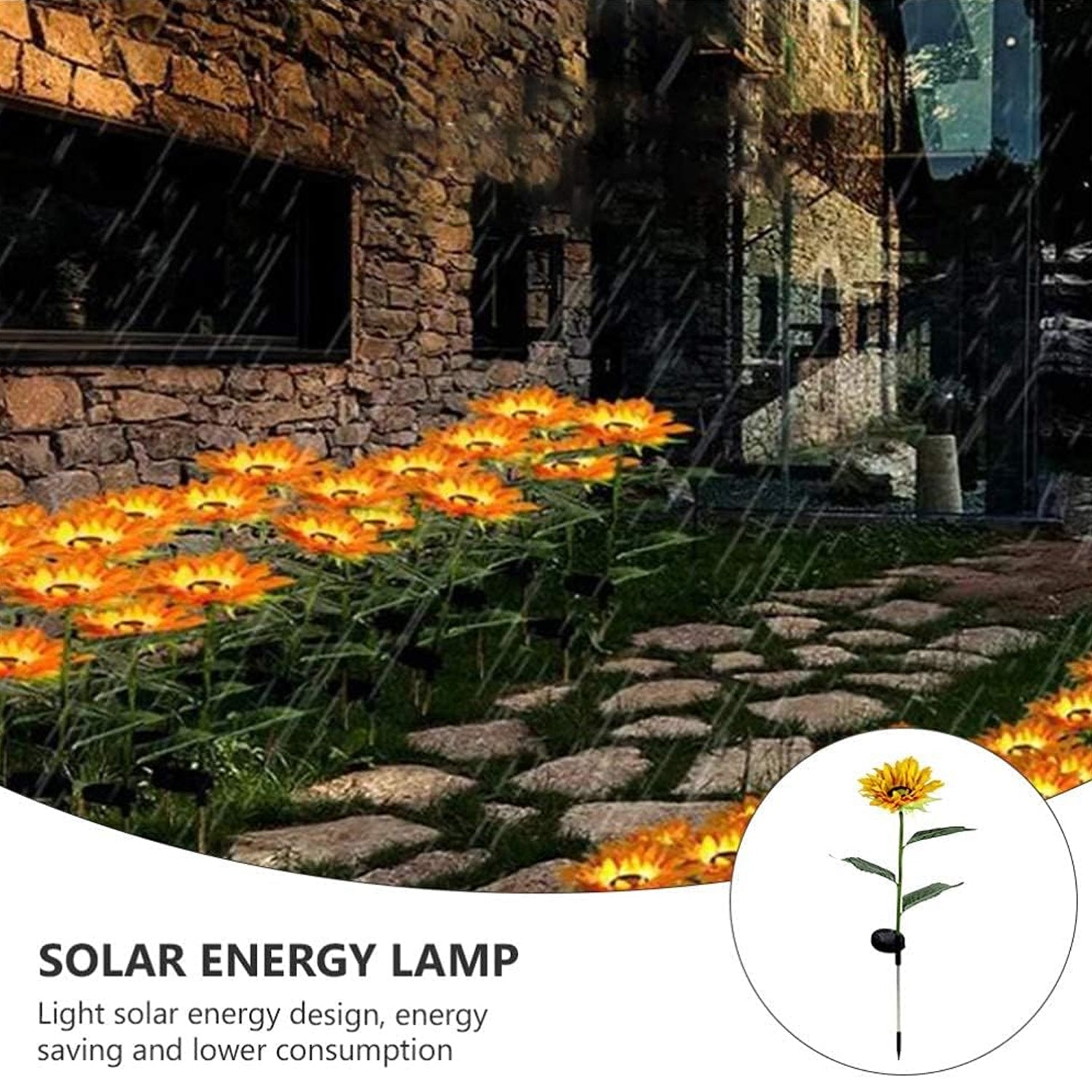 Garden Solar Sunflower Outdoor LED Light  Inserted Ground Simulation Plant (4 Pcs Set)