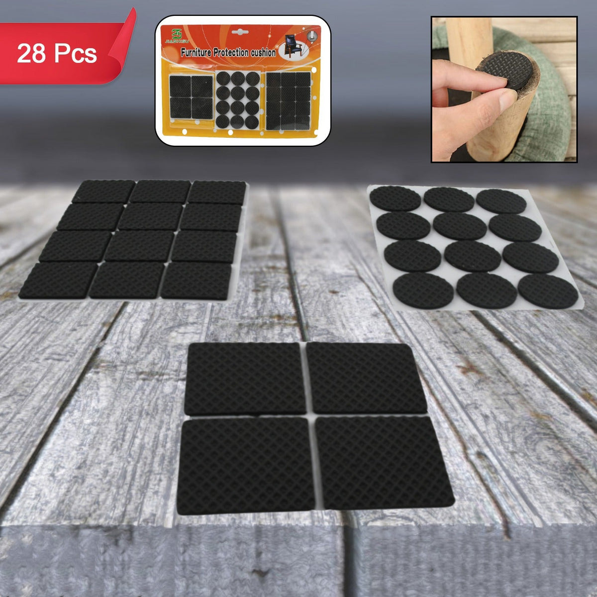 28 pc Rubber furniture Pads Self Sticking Non Slip Furniture Noise Insulation Pads